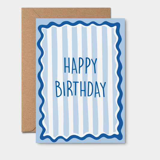 Birthday Card - Blue Stripe
