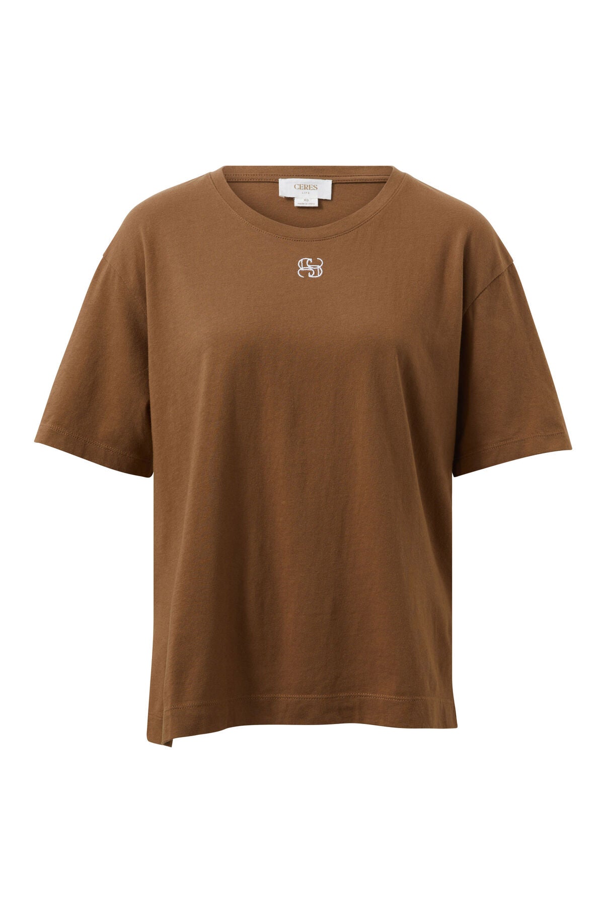 Stevie Slouchy Tee - Milk choc/monogram