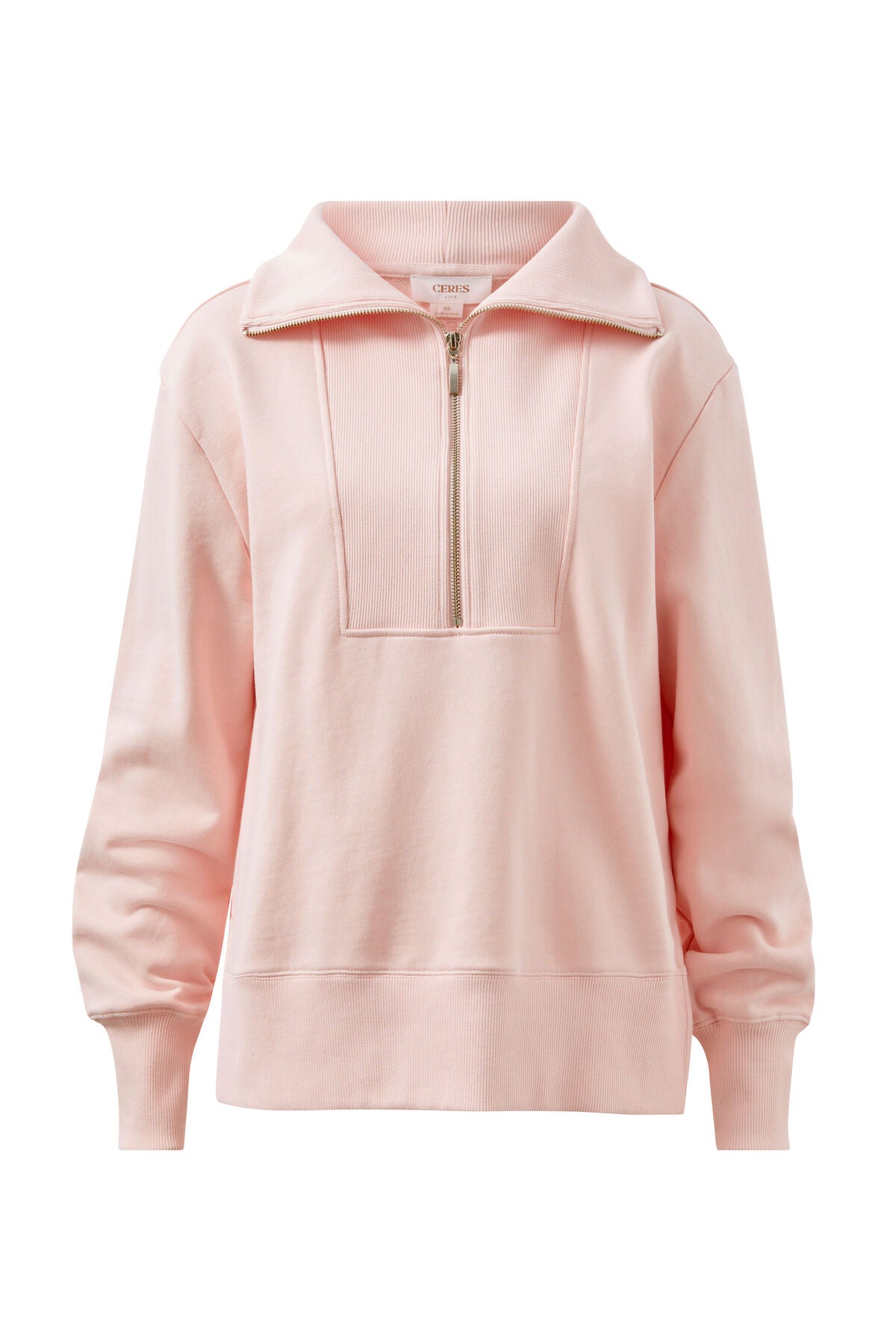 Isabella Half Zip Sweat - Shell Pink