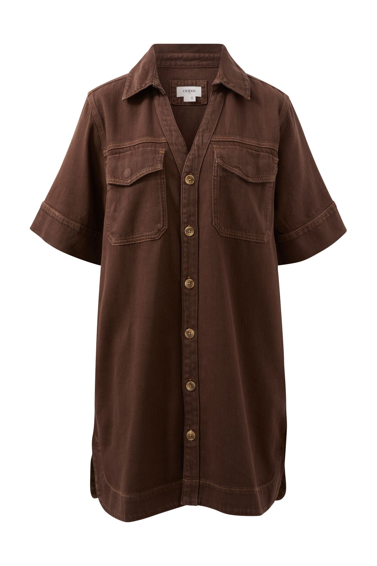 Relaxed Shirt Dress - Chocolate