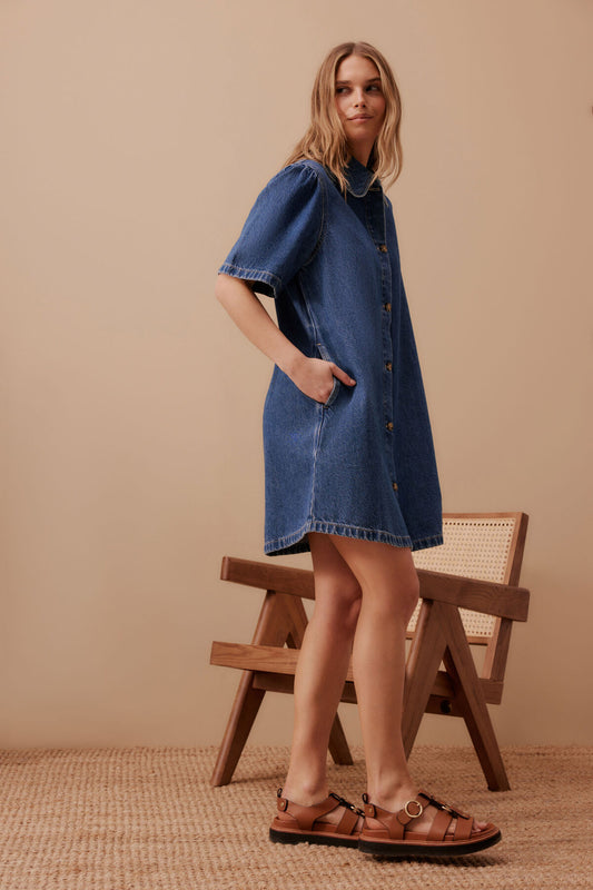 Sienna Denim Dress - Fresh Indigo