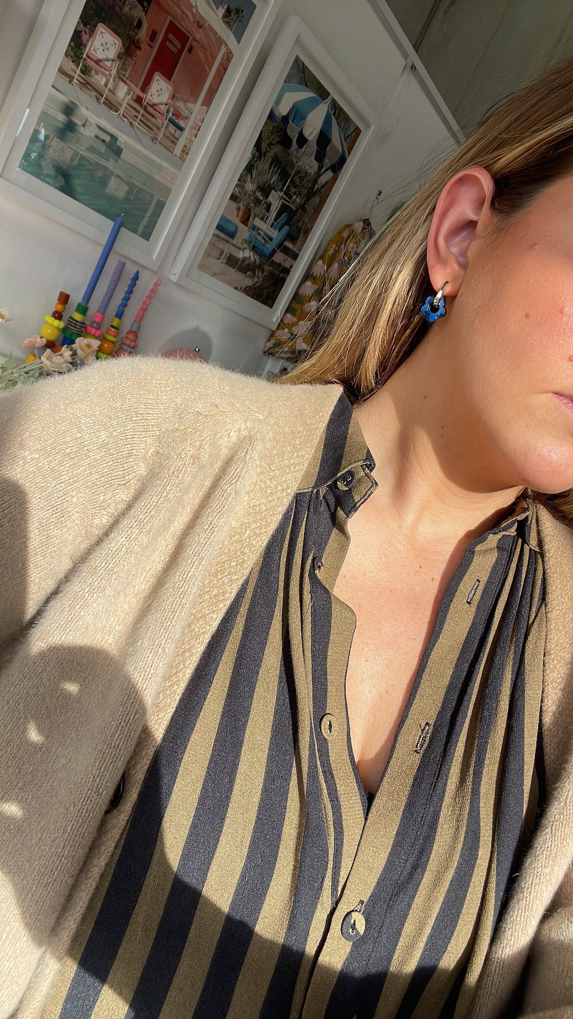 Marlow Mini Hoops - Blue Flower