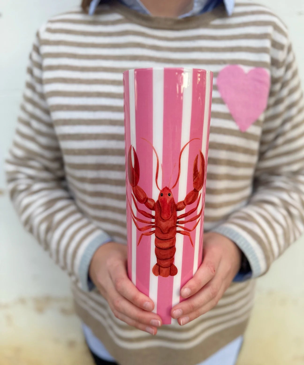 Pink Stripe Lobster Vase