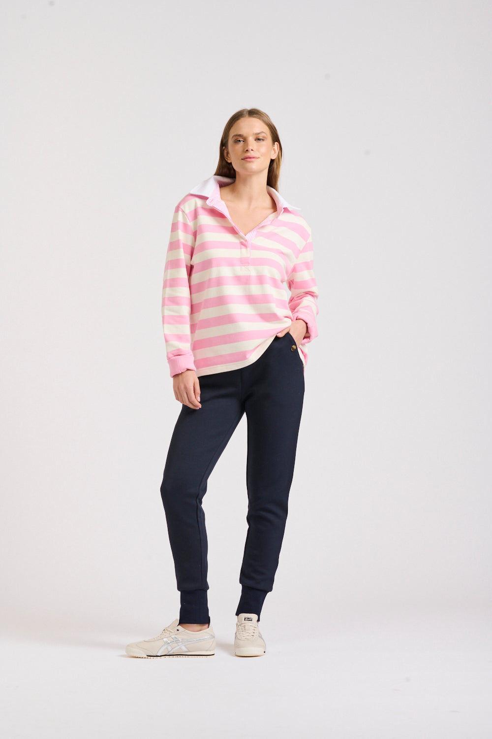Rugby Cotton Sweatshirt - Pink Stripe