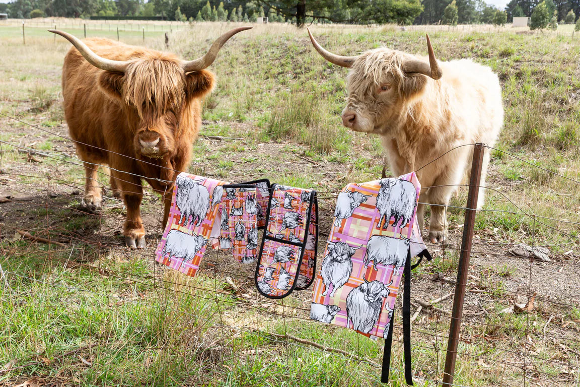 100% Cotton Tea Towels - Highlander Cow