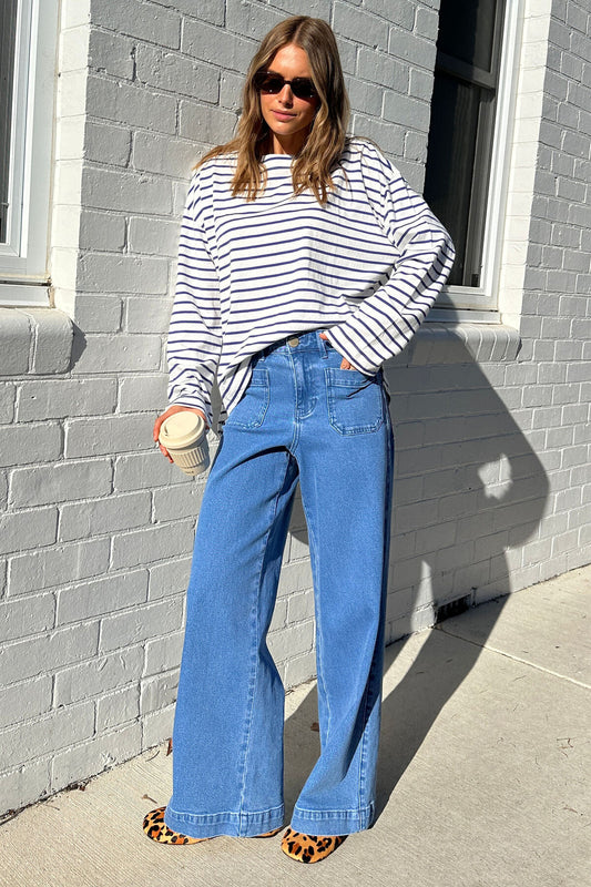 Wide Leg Patch Pocket Jean
