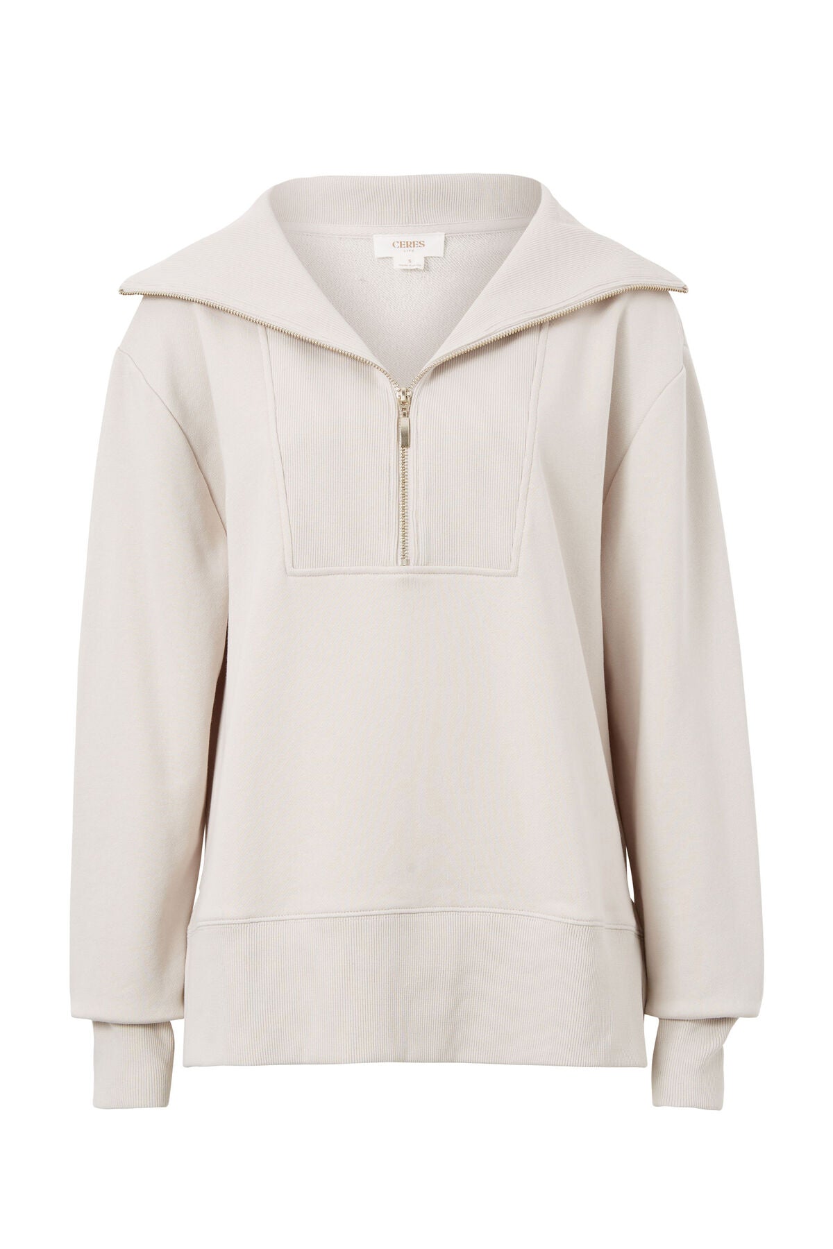 Isabella Half Zip Sweat - Almond