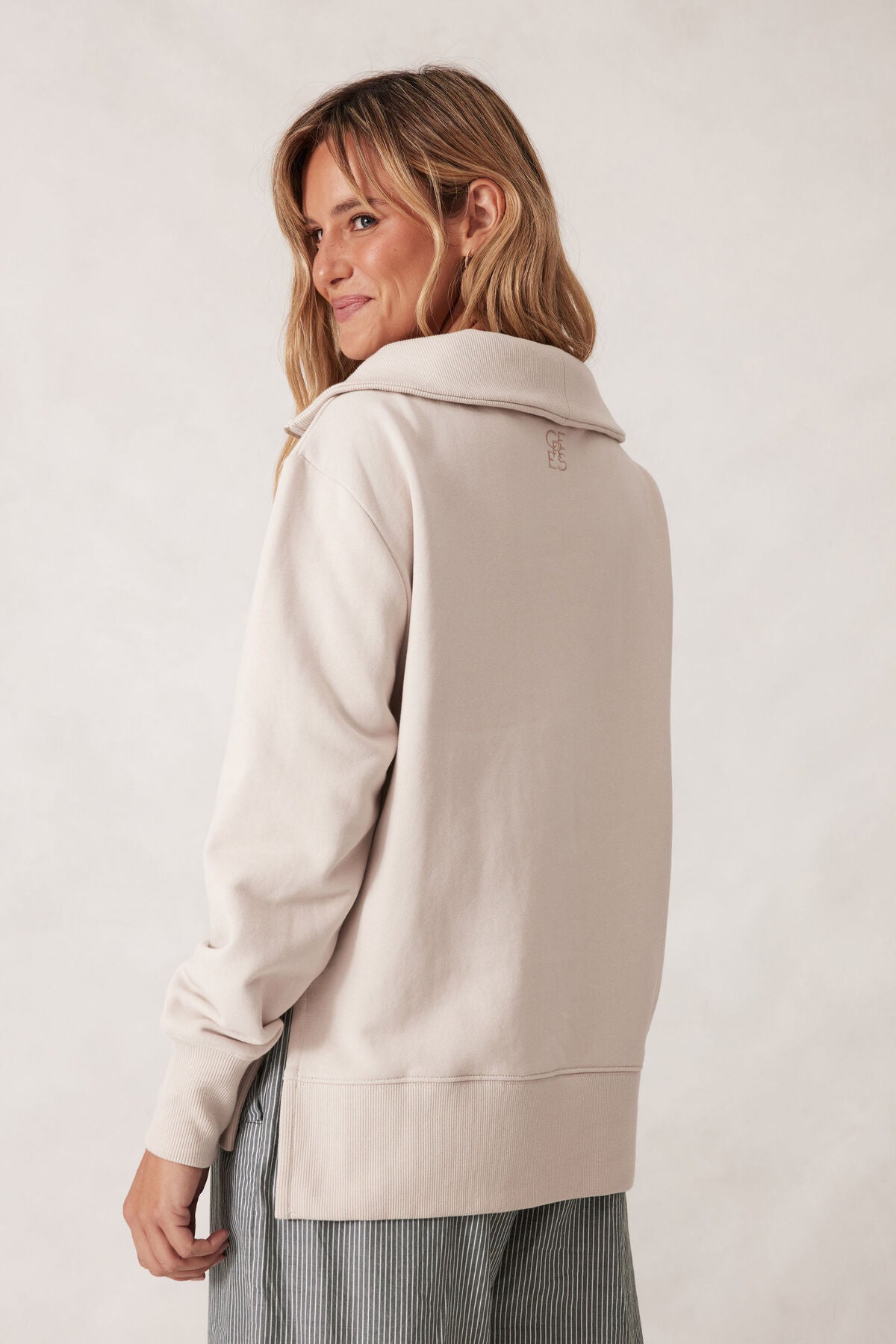 Isabella Half Zip Sweat - Almond