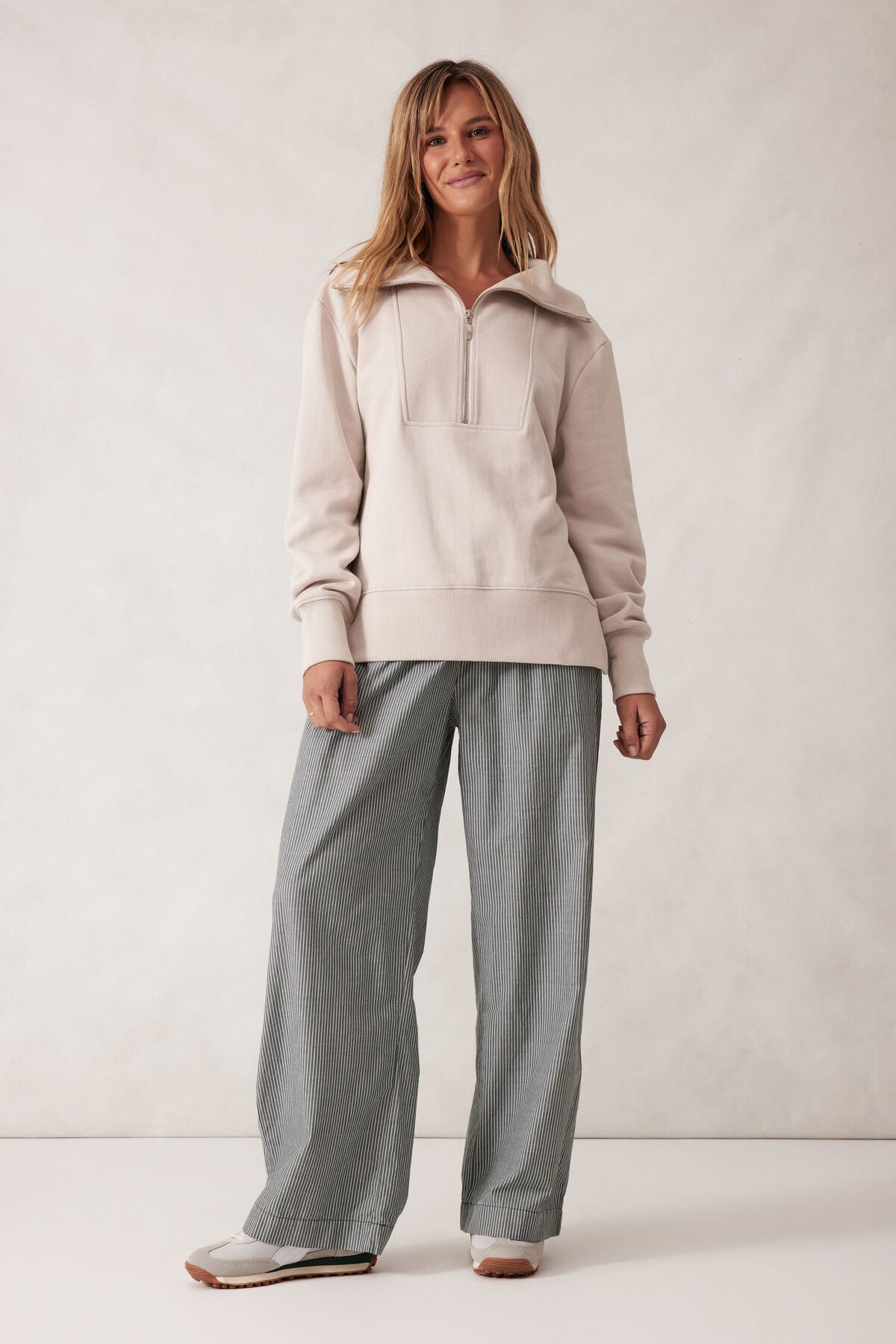 Isabella Half Zip Sweat - Almond