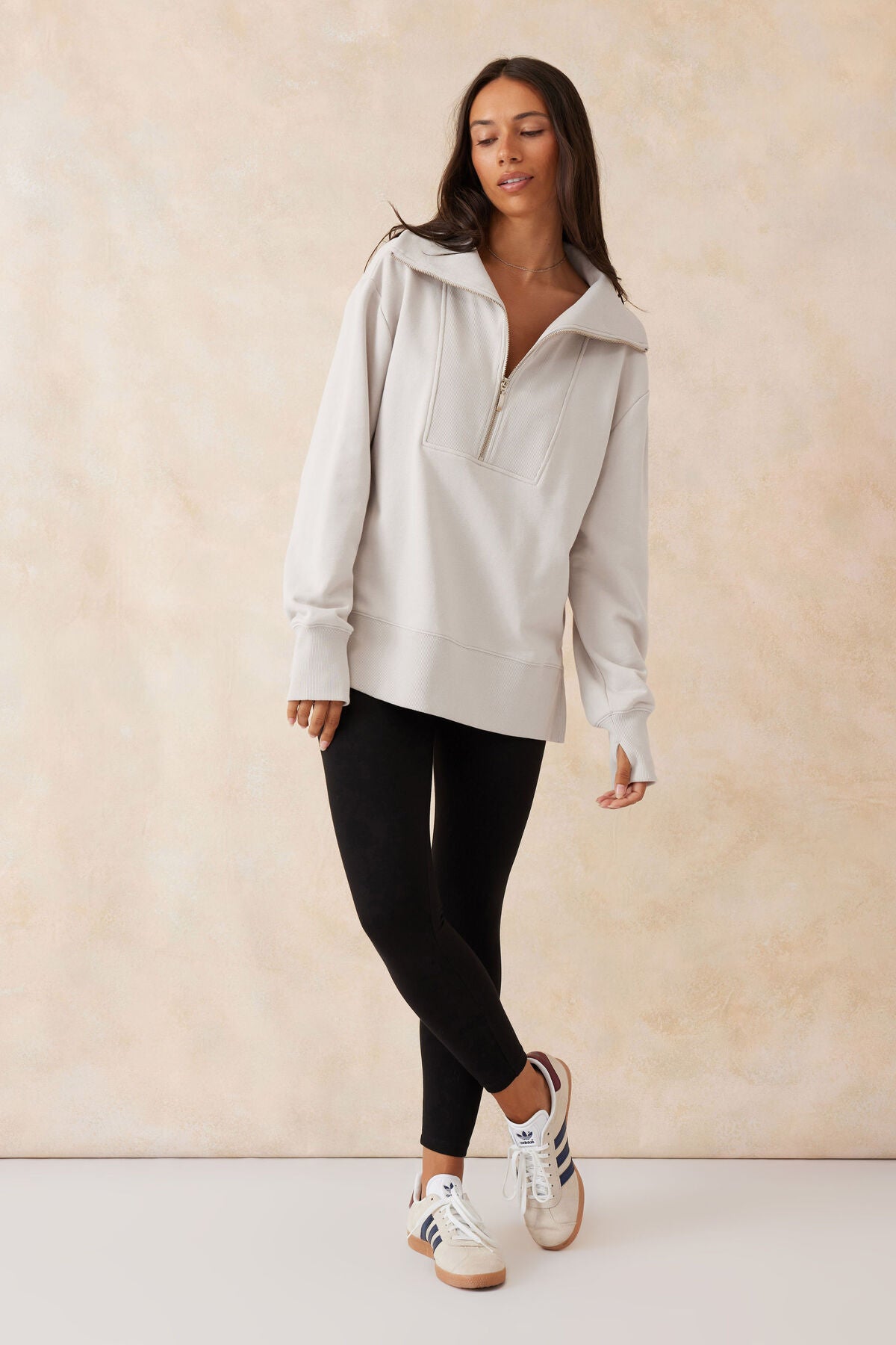 Isabella Half Zip Sweat - Almond
