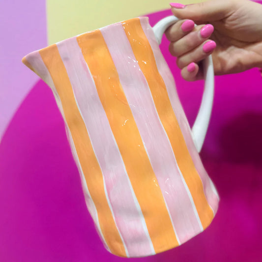 Medium Jug - Pink & Orange Stripe