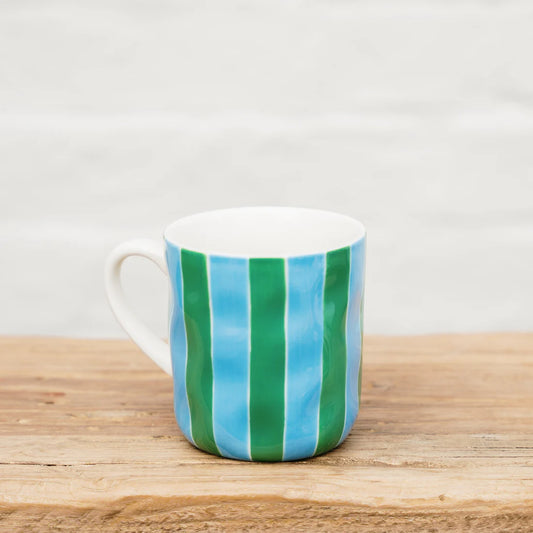 Mug - Green & Cornflower Stripe