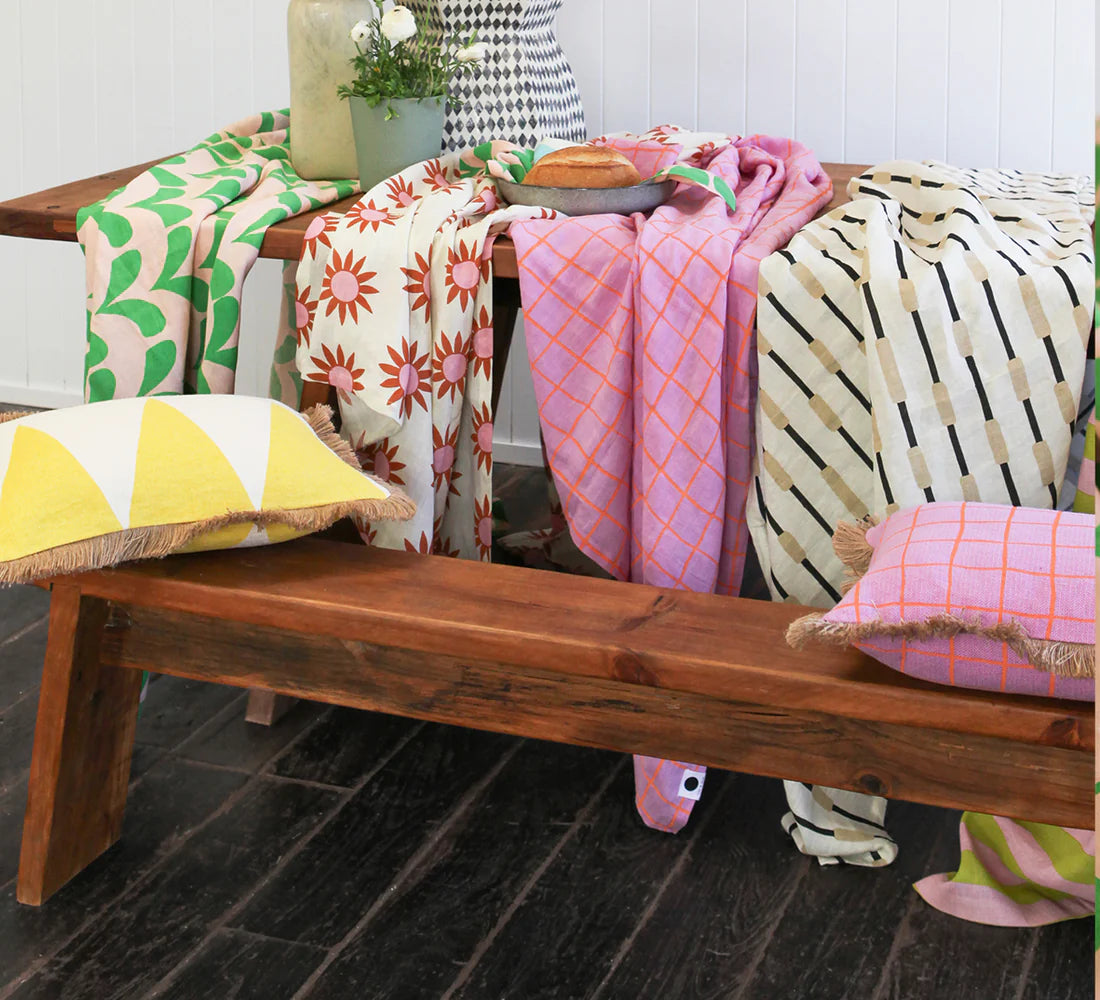 Bumpy Roads Linen Tablecloth
