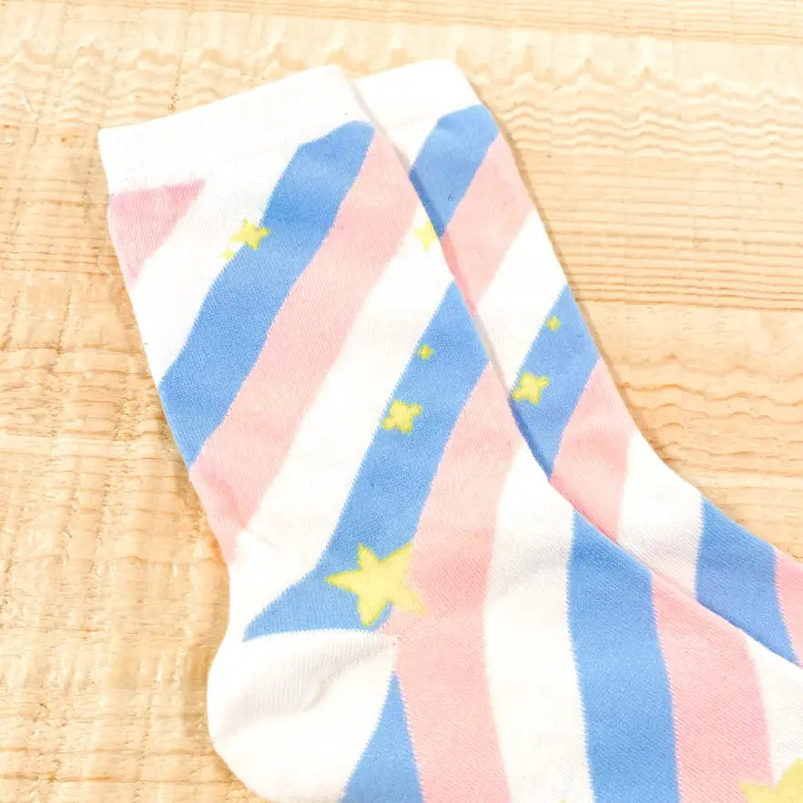 Starry Stripe Cotton Crew Socks