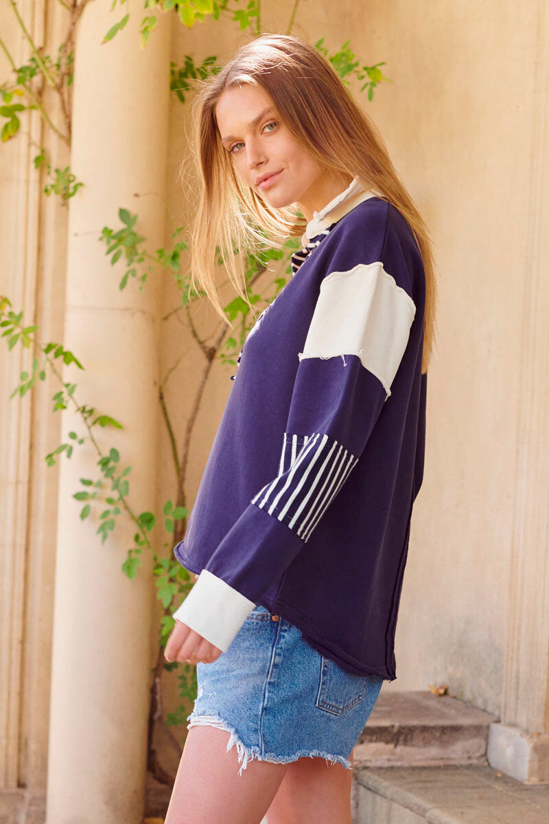 Raw Rugby Sweatshirt - Navy Combo