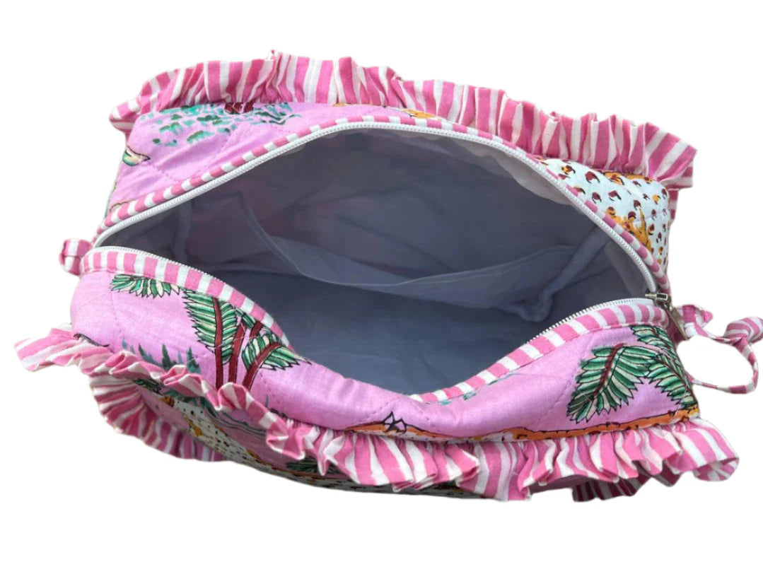 Cotton Cosmetic Bag - Pink Frill