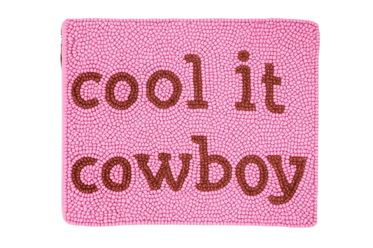 Cool It Cowboy Pink Beaded Coin Purse