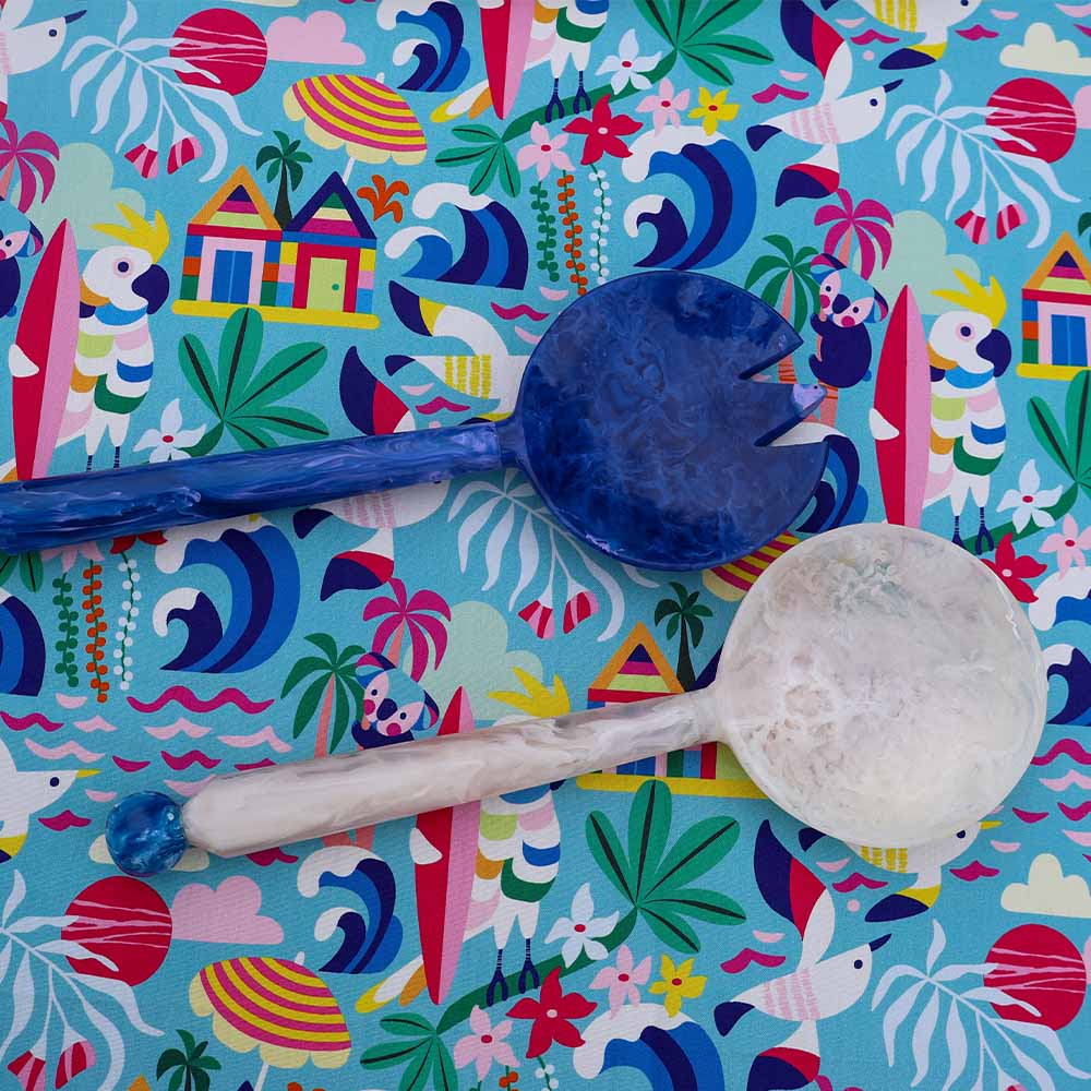 Resin Salad Servers - Blue & White
