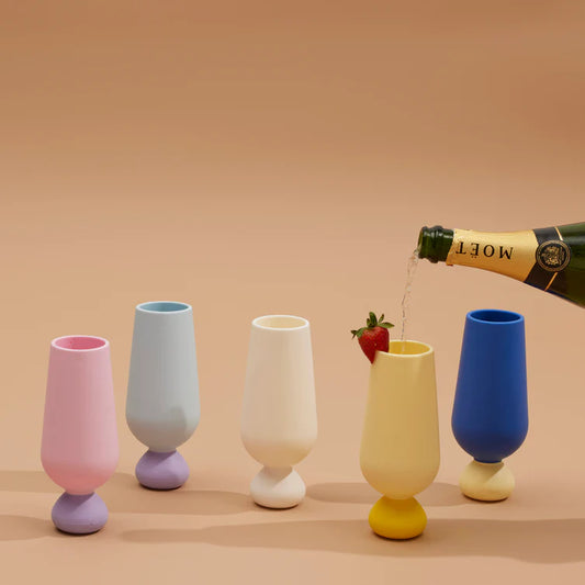 Unbreakable Silicone Bubble Champagne Flute Set - All colours