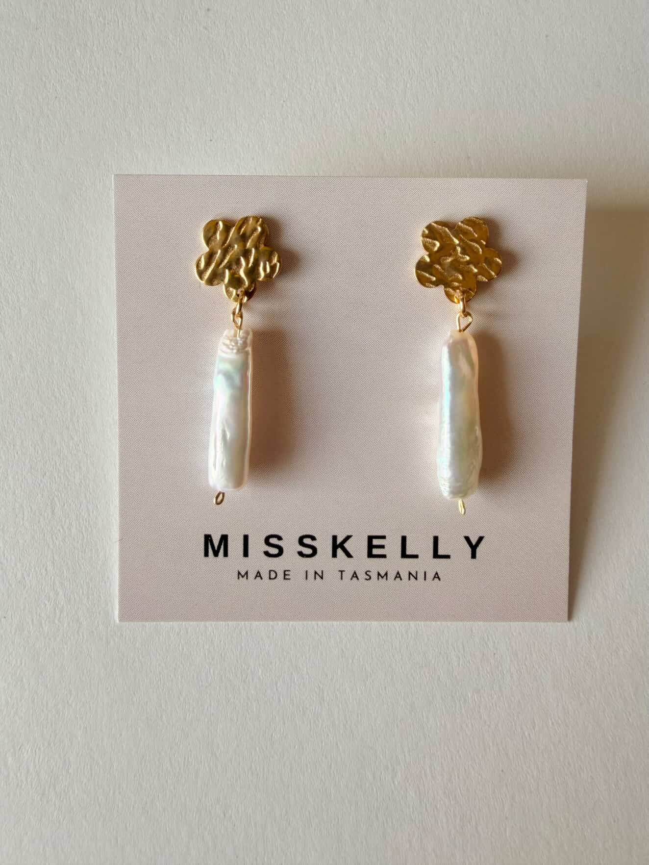 Floral Pearl Drops - Gold