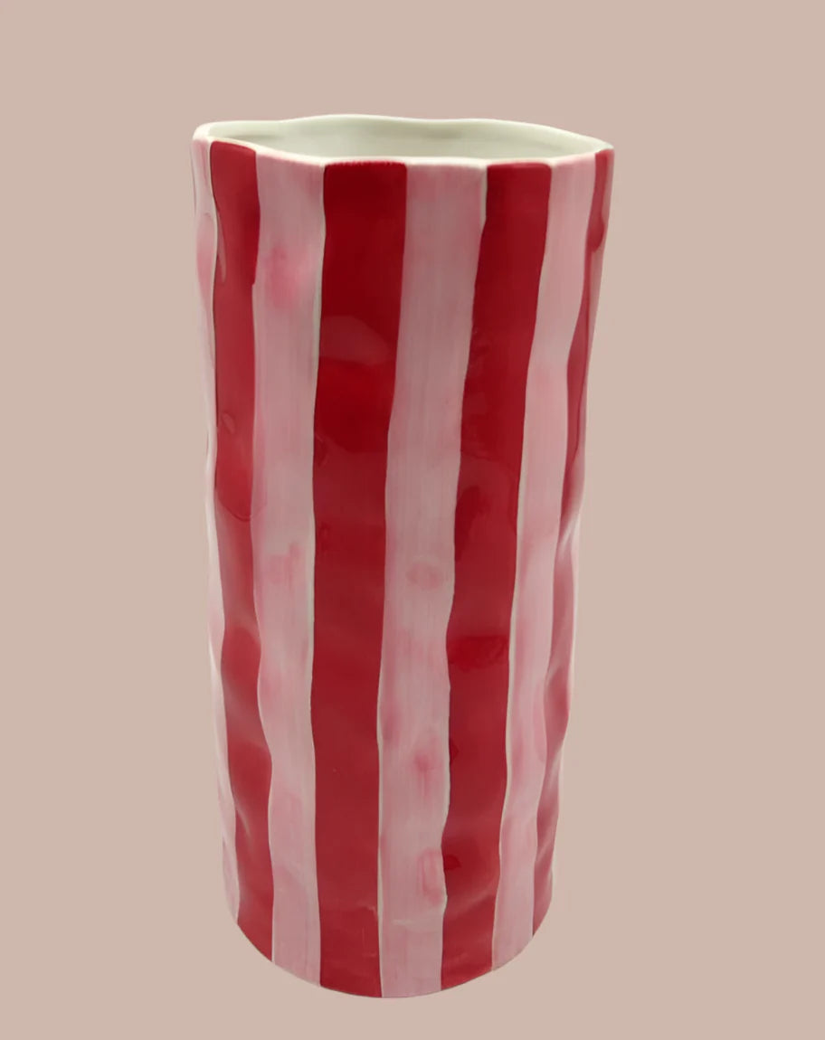 Medium Vase - Red & Pink Stripe