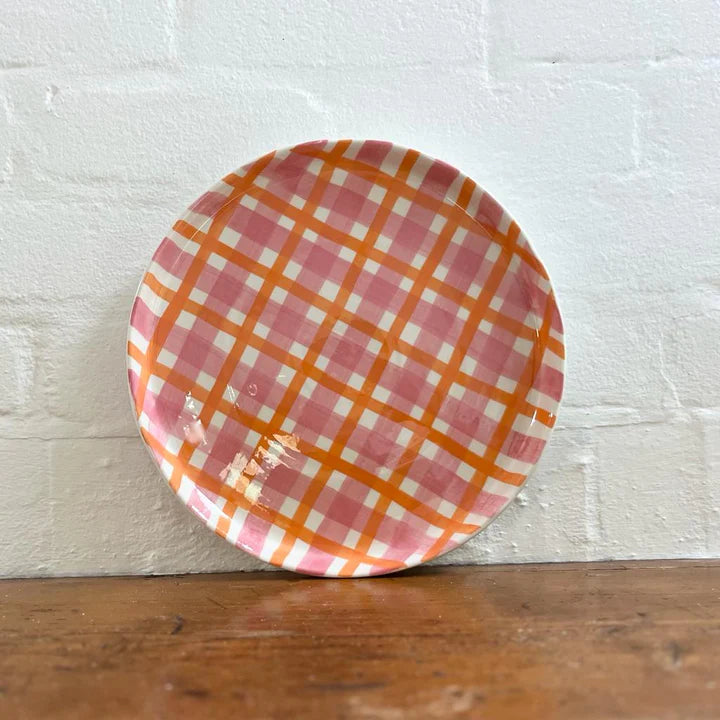 Platter - Pink & Orange Gingham