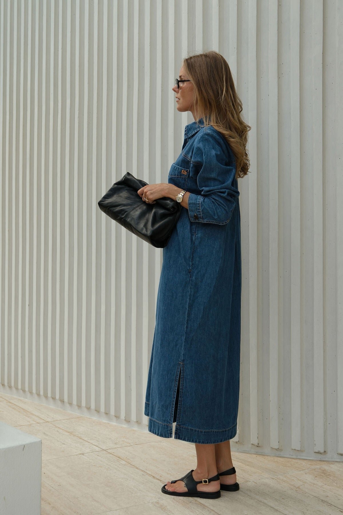 Rae Long Sleeve Midi Dress - Fresh Indigo