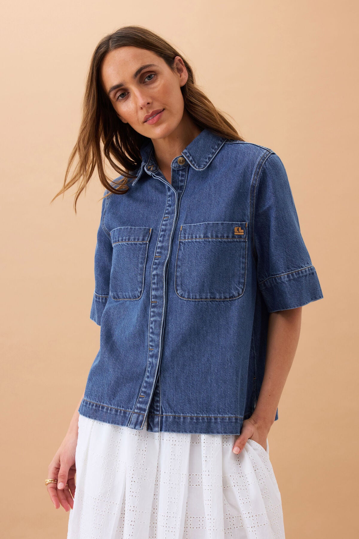 Noa Short Sleeve Shirt - Fresh Indigo
