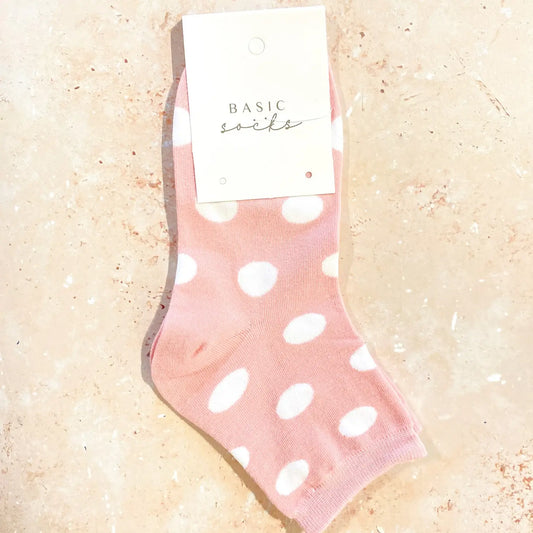 Pink Polka Dot Crew Socks