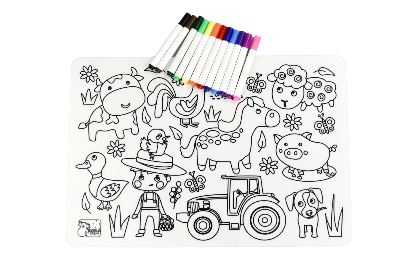 Reusable Silicone Drawing Mat - Farm Animals