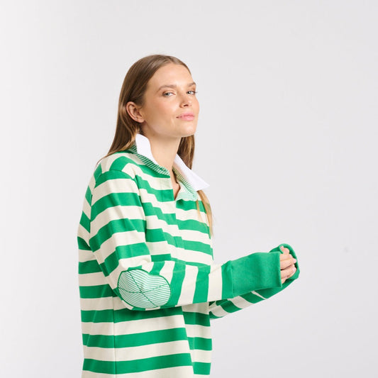 Rugby Cotton Sweatshirt - Green Stripe