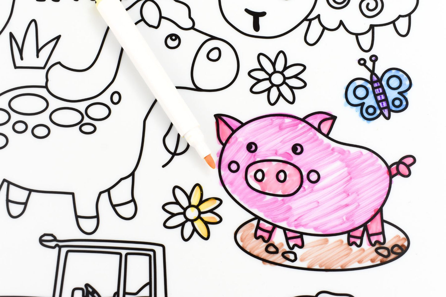 Reusable Silicone Drawing Mat - Farm Animals