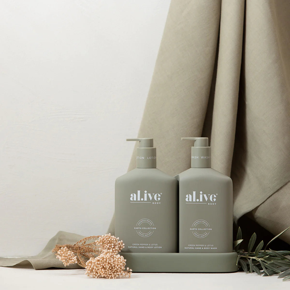 AL.IVE BODY | Wash & Lotion Duo + Tray - Green Pepper & Lotus