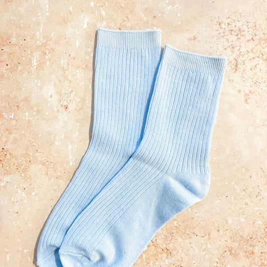 Ruena Basic Ribbed Socks - Baby Blue