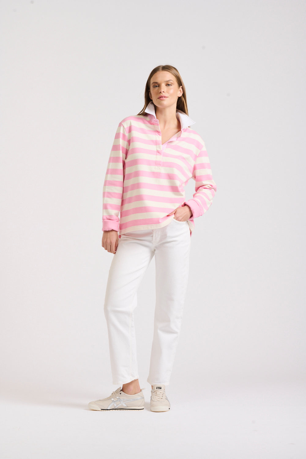 Rugby Cotton Sweatshirt - Pink Stripe