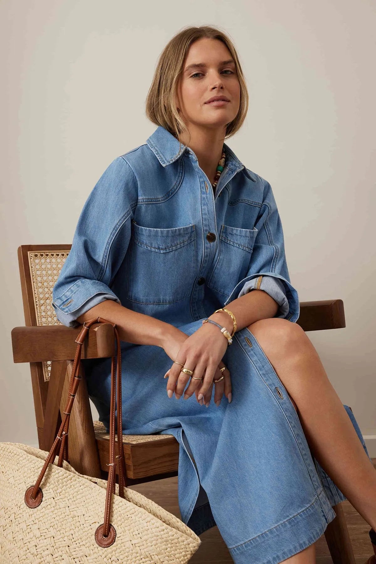 Rae Long Sleeve Midi Dress - New Vintage Blue