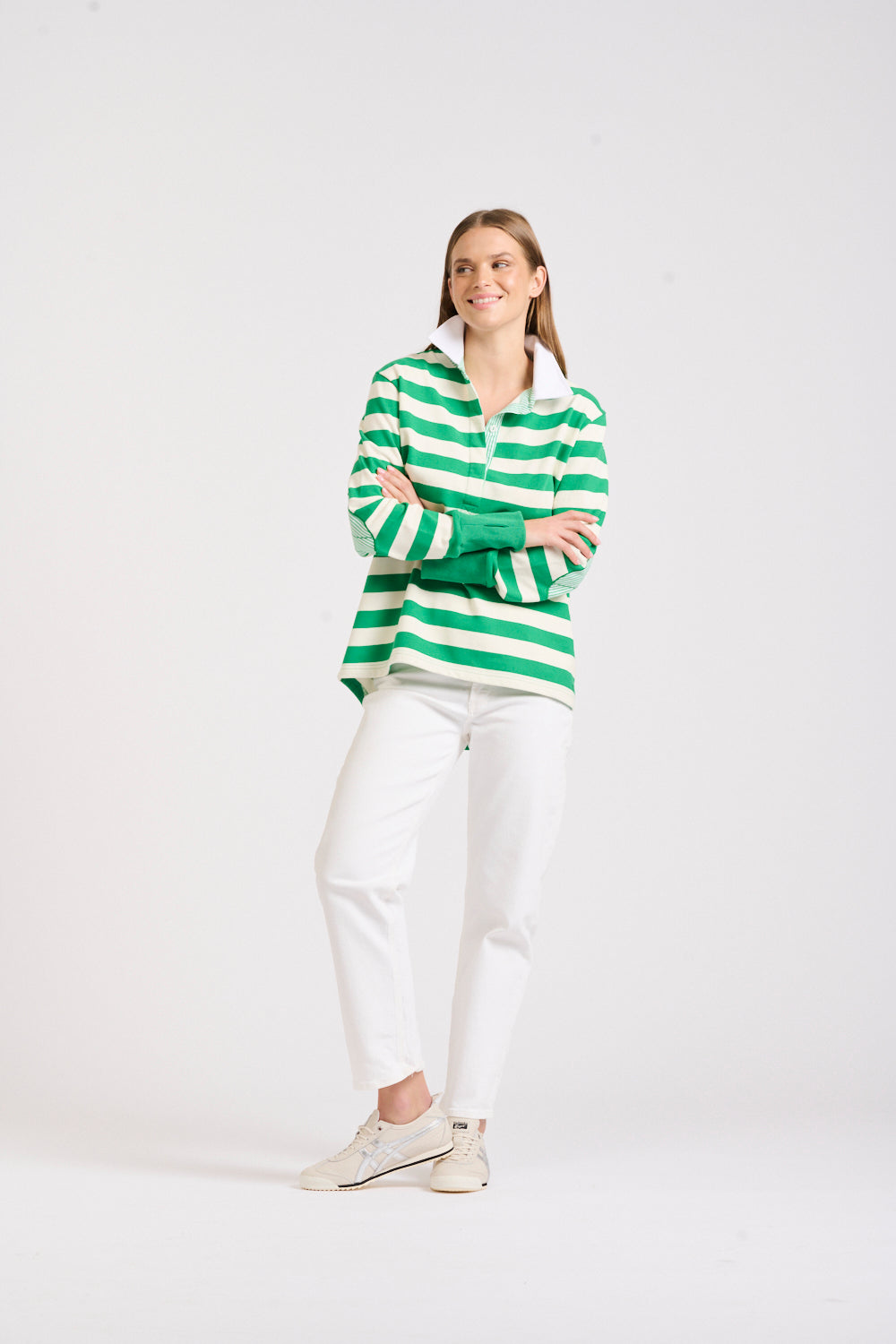 Rugby Cotton Sweatshirt - Green Stripe