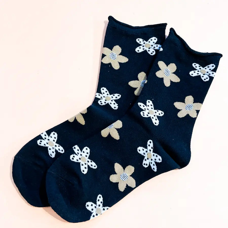 Jennifer Flower Crew Socks