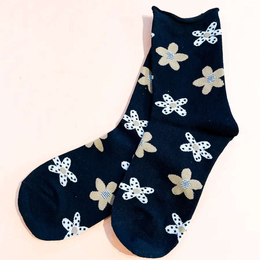 Jennifer Flower Crew Socks