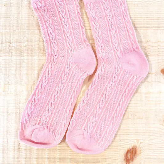 Pink Knitted Cotton Crew Socks