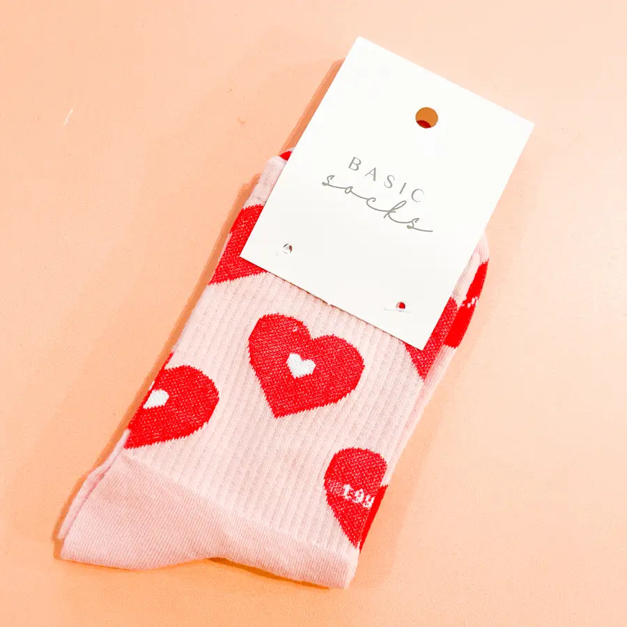 Valentine Rib Neck Crew Socks