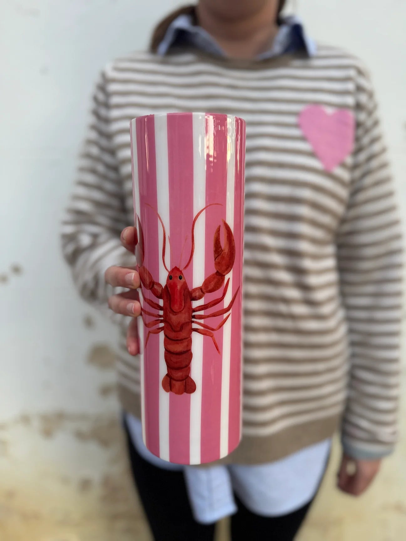 Pink Stripe Lobster Vase