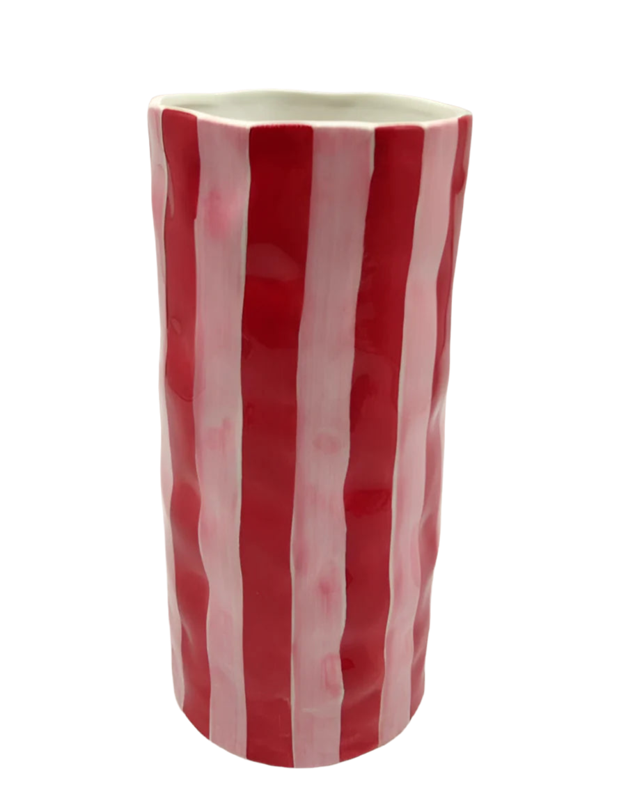 Medium Vase - Red & Pink Stripe