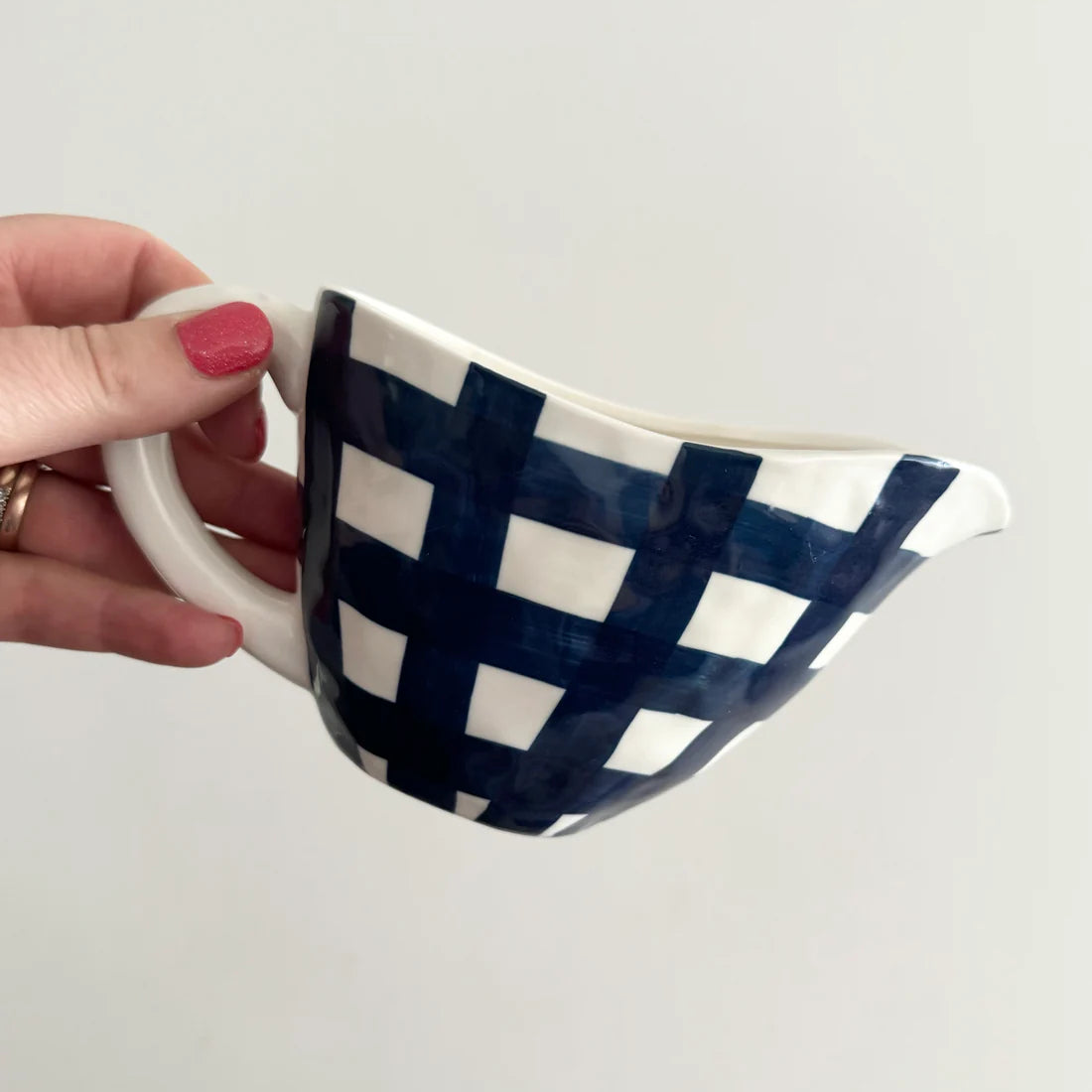 Navy Gingham - Gravy Jug