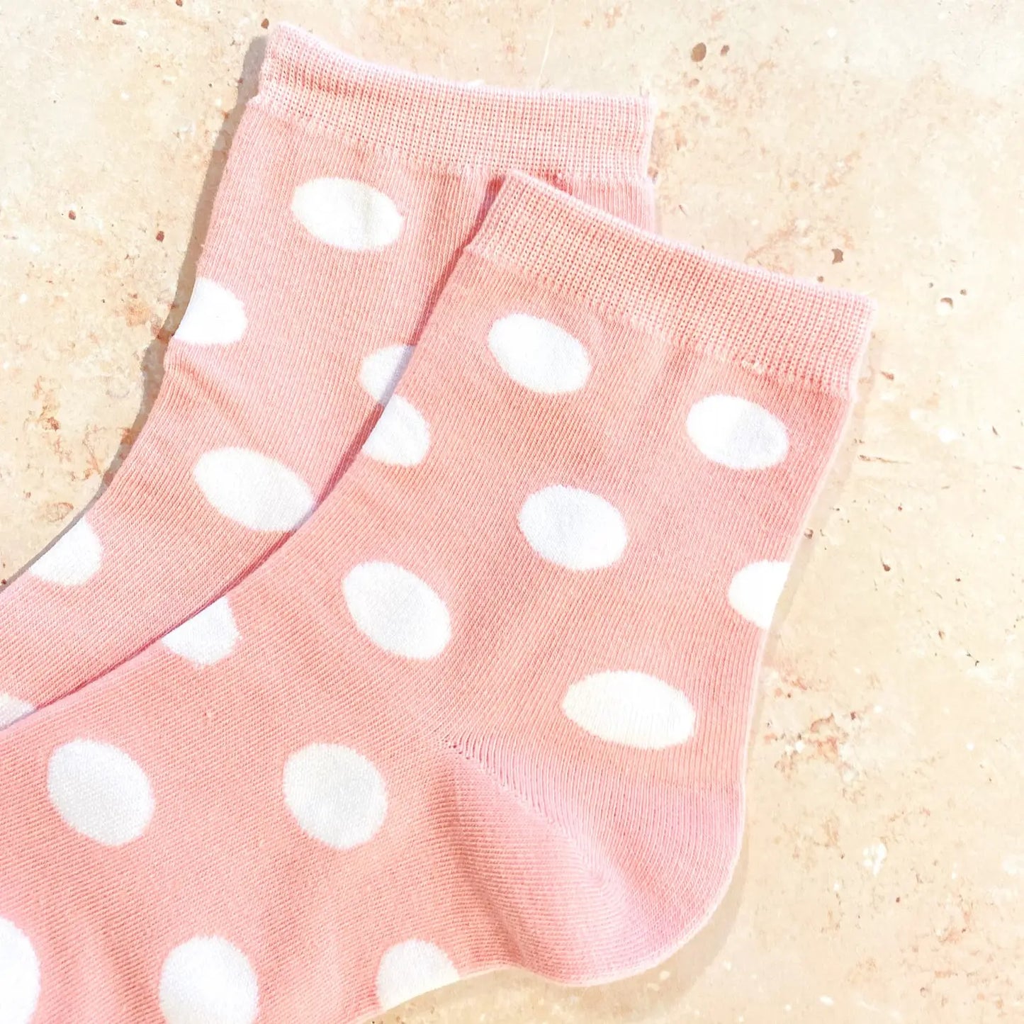 Pink Polka Dot Crew Socks