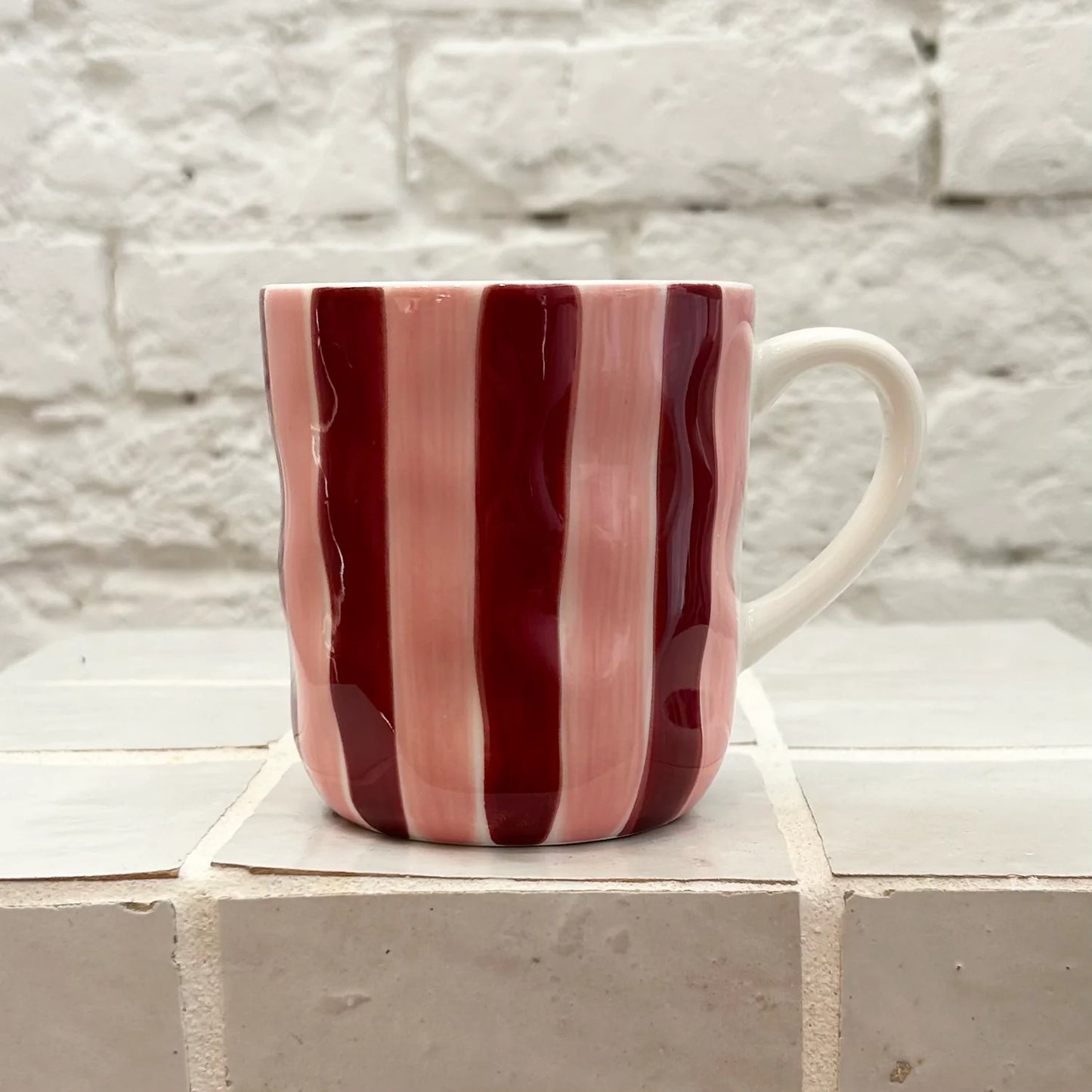 Mug - Pink & Burgundy Stripe