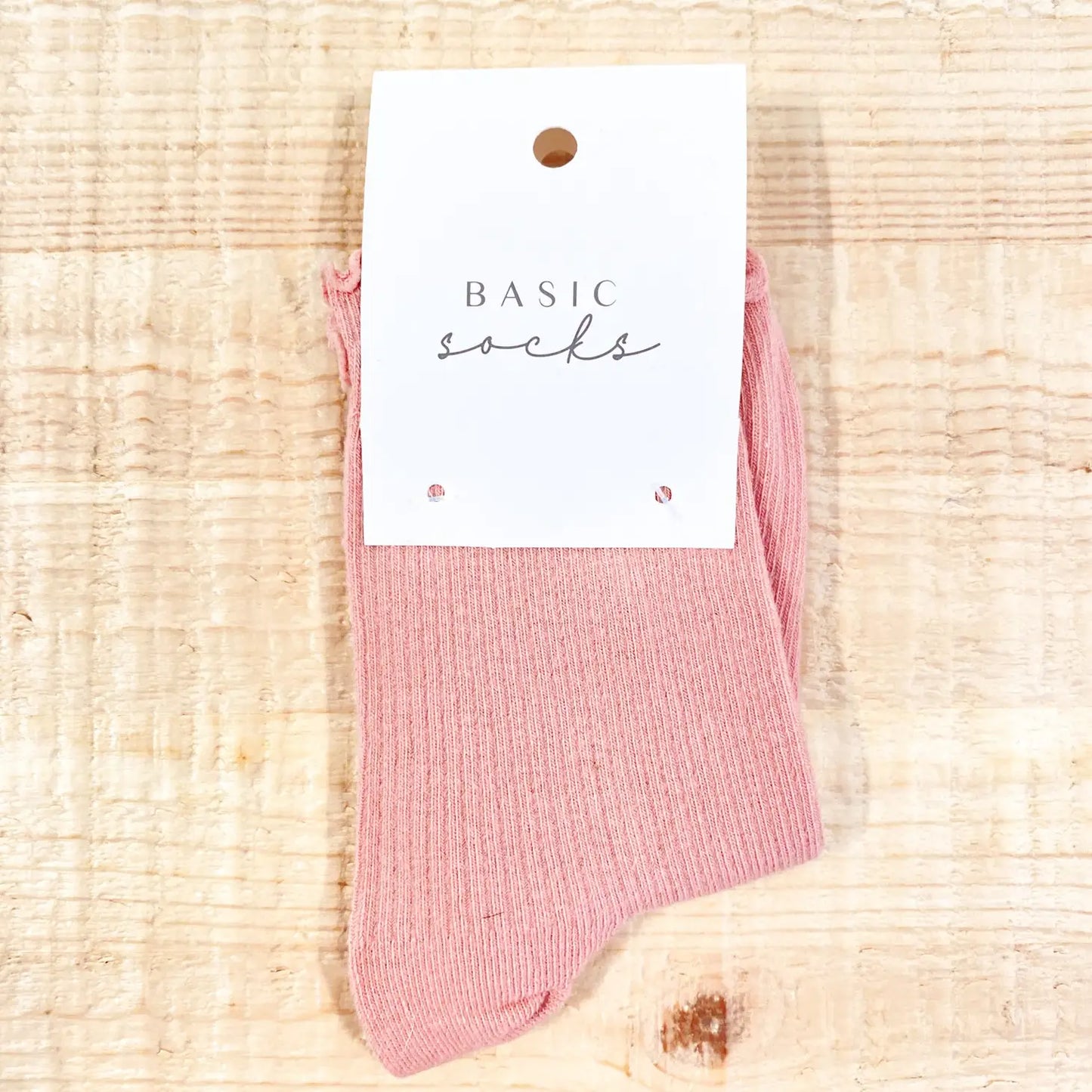 Pink Cotton Frill Ribbed Crew Socks