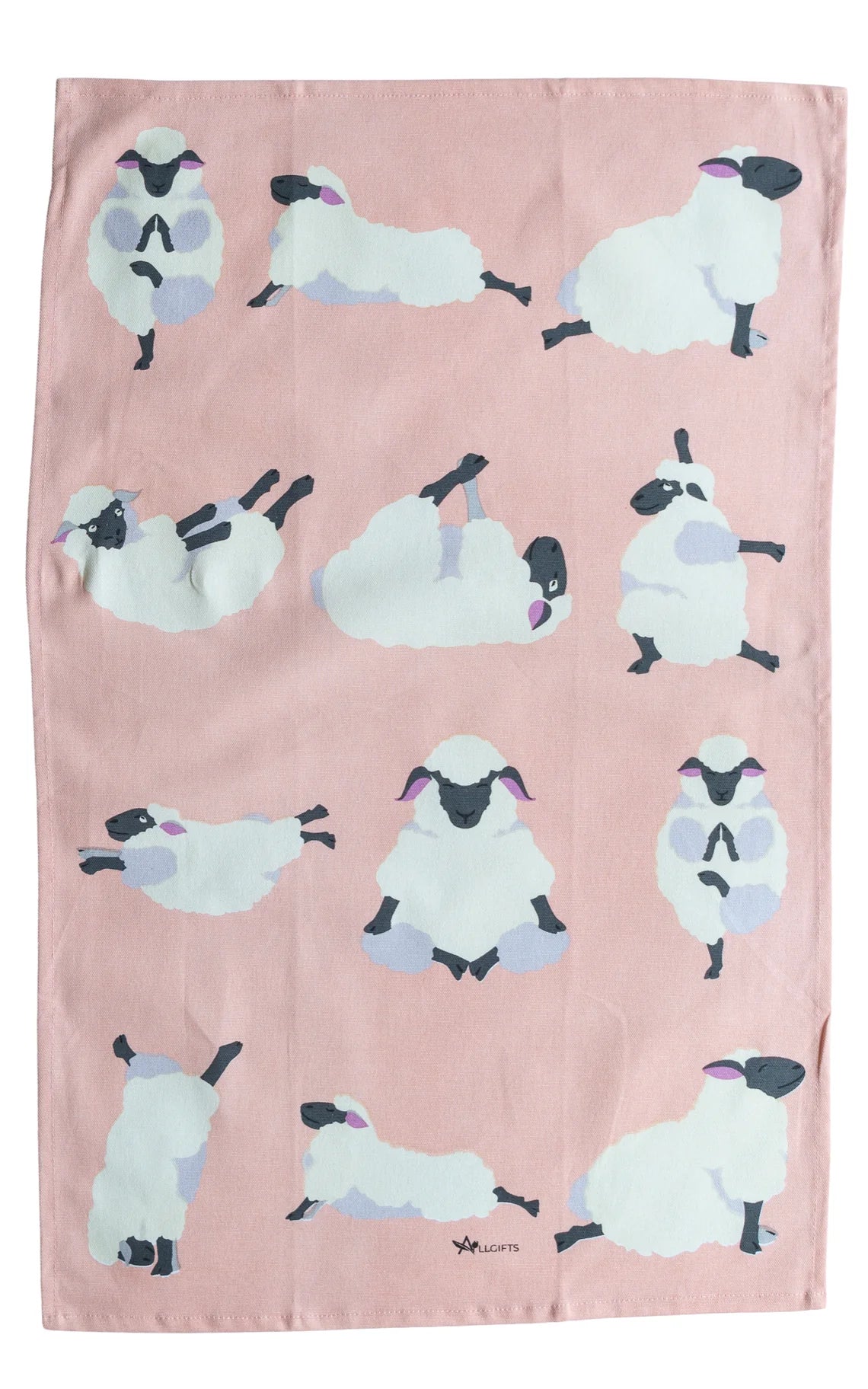 100% Cotton Tea Towels - Yoga Sheep