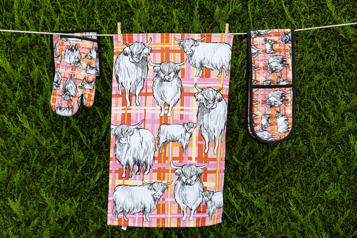 100% Cotton Tea Towels - Highlander Cow