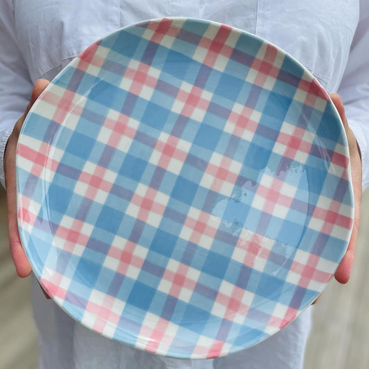 Platter - Pink & Blue Gingham